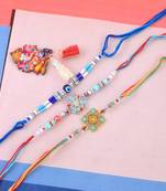 Pure silver and beaded traditional rakhi for bhaiya bhabhi for rakshabandhan (pack of 3)