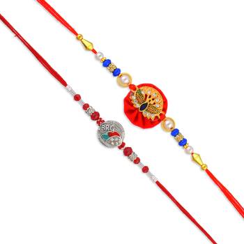 Pure silver and cz meenakari combo rakhi for bhaiya bhabhi for rakshabandhan (pack of 4) 5