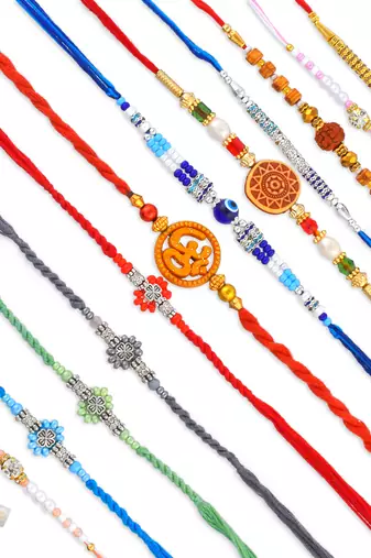Pure silver and fabric jumbo combo pack of 12 rakhi for whole family for rakshabandhan (pack of 12)
