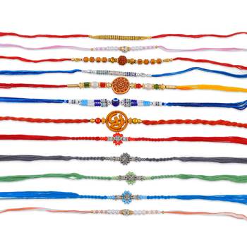 Pure silver and fabric jumbo combo pack of 12 rakhi for whole family for rakshabandhan (pack of 12) 3
