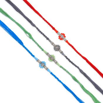 Pure silver and fabric jumbo combo pack of 12 rakhi for whole family for rakshabandhan (pack of 12) 4
