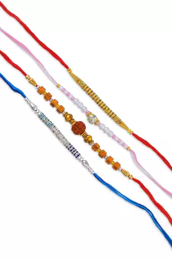 Pure silver and fabric jumbo combo pack of 12 rakhi for whole family for rakshabandhan (pack of 12)