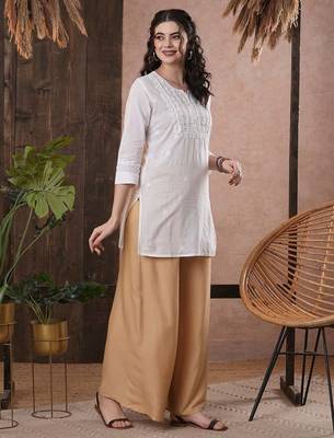 Hand embroidered white cotton lucknowi chikankari short kurti 3