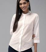 Hand embroidered white cotton lucknowi chikankari shirt