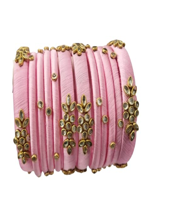 Light pink silk thread bangle for festival, wedding and parties 1