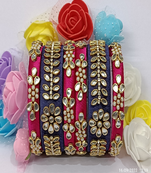 Dark blue and golden colour silk thread bangle for woman and girls