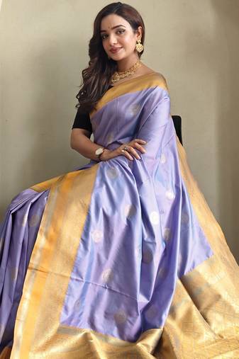 lavender Soft art silk saree with coin weaving design