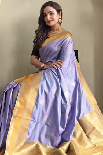 lavender Soft art silk saree with coin weaving design