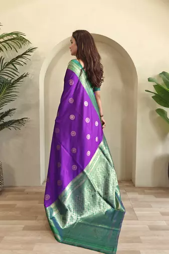 wine Soft art silk saree with coin weaving design
