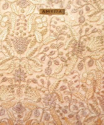 Beige silk embroidered handbag 5