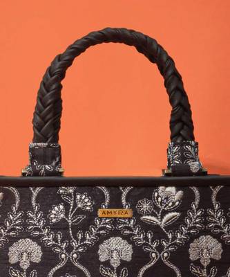 Black silk embroidered handbag 2