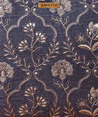 Blue silk embroidered handbag 5