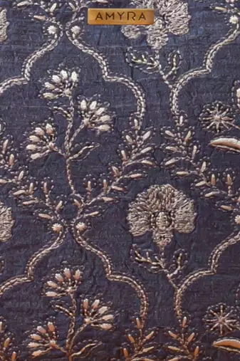 Blue silk embroidered handbag