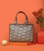 Blue silk embroidered handbag