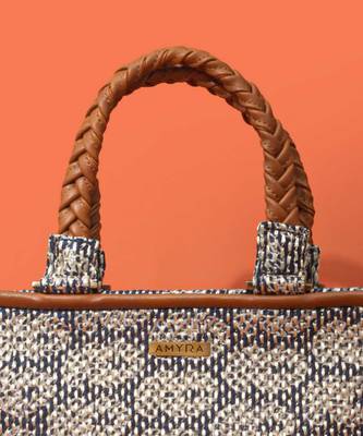 Blue silk embroidered handbag 2