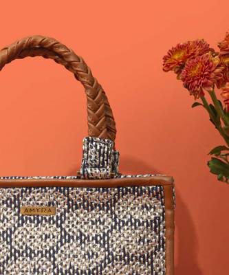 Blue silk embroidered handbag 4