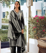 Grey printed viscose silk kurta set