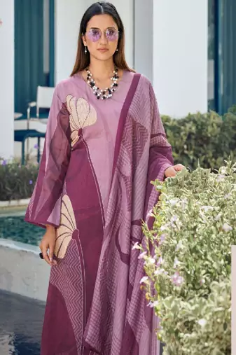 Pink printed Art Silk Kurta Set