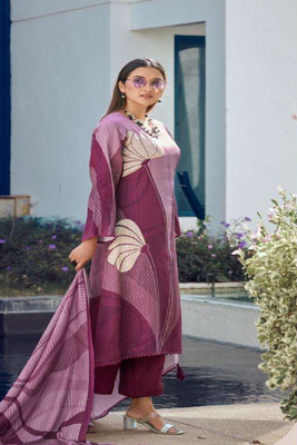 Pink printed Art Silk Kurta Set 3