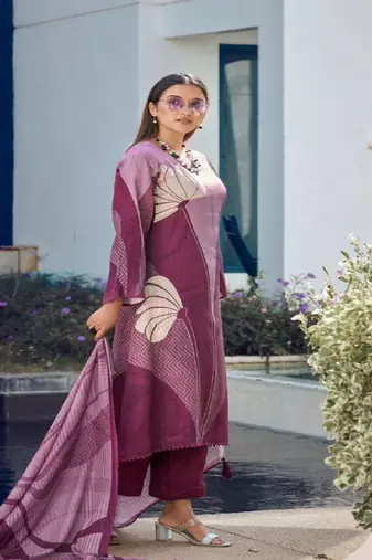 Pink printed Art Silk Kurta Set