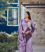 Purple printed poly rayon Kurta Set