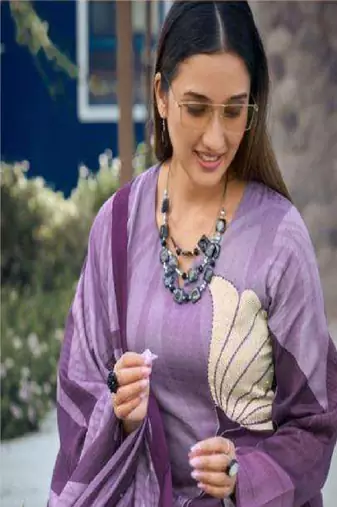 Purple printed poly rayon Kurta Set
