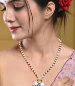 Gold-plated pearl beaded kundan necklace