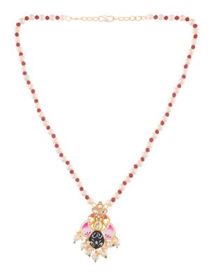 Gold-plated pearl beaded kundan necklace 3