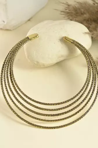 Brass textured gold-plated necklace