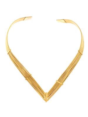 Brass gold-plated multi-strand v-shaped necklace 3