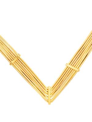 Brass gold-plated multi-strand v-shaped necklace 4