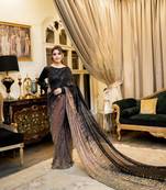 black Georgette Sequin saree With Blouse Set