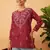 Hand embroidered maroon cotton lucknowi chikankari short kurti
