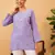 Hand embroidered mauve cotton lucknowi chikankari short kurti