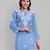 Hand embroidered pantone blue cotton lucknowi chikankari straight kurti