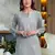 Hand embroidered grey cotton lucknowi chikankari kurti