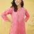 Hand embroidered pink cotton lucknowi chikankari short kurti