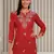 Hand embroidered red cotton lucknowi chikankari kurti