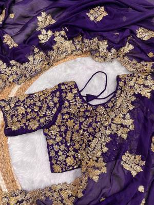 Blue Rangoli silk blend Embroidered saree With Blouse 4