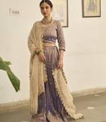 PURPLE embroidered TISSUE Lehenga