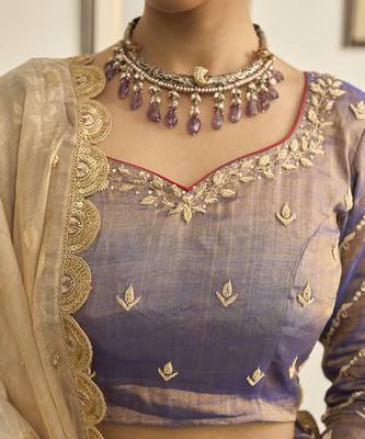 PURPLE embroidered TISSUE Lehenga 2