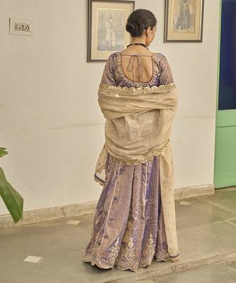 PURPLE embroidered TISSUE Lehenga 3