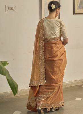 Rust kota silk hand embroidered saree 4
