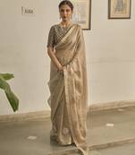 Grey kota silk hand embroidered saree