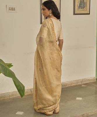Gold  kota silk hand embroidered saree 5