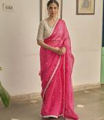Pink kota silk hand embroidered saree
