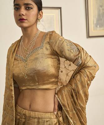 GOLD embroidered TISSUE Lehenga 2