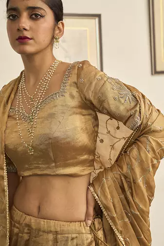 GOLD embroidered TISSUE Lehenga