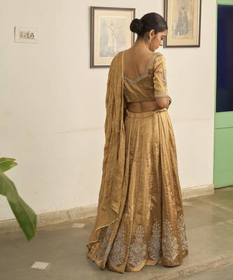 GOLD embroidered TISSUE Lehenga 4