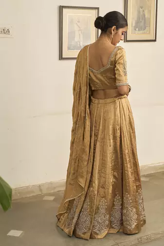 GOLD embroidered TISSUE Lehenga